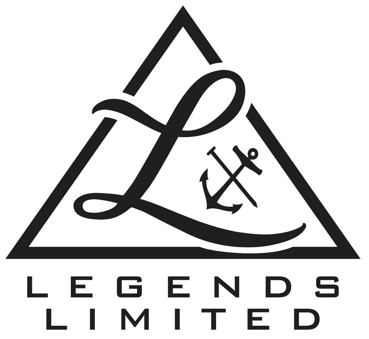 Legends Limited premium lifestyle brands "Pyramid" logo features Legends L with signature anchor and nail cross.